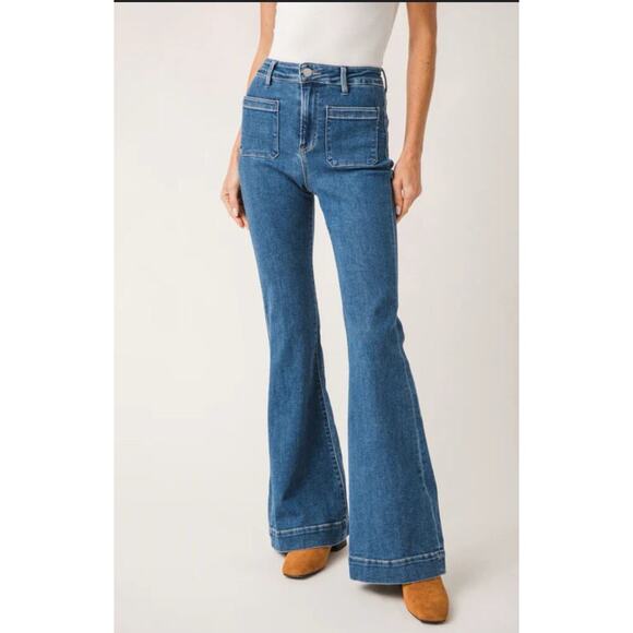 Risen Jeans Womens 11/30 Dark Wash Wide Leg Distressed High Rise RDP5522 Denim - Picture 1 of 7